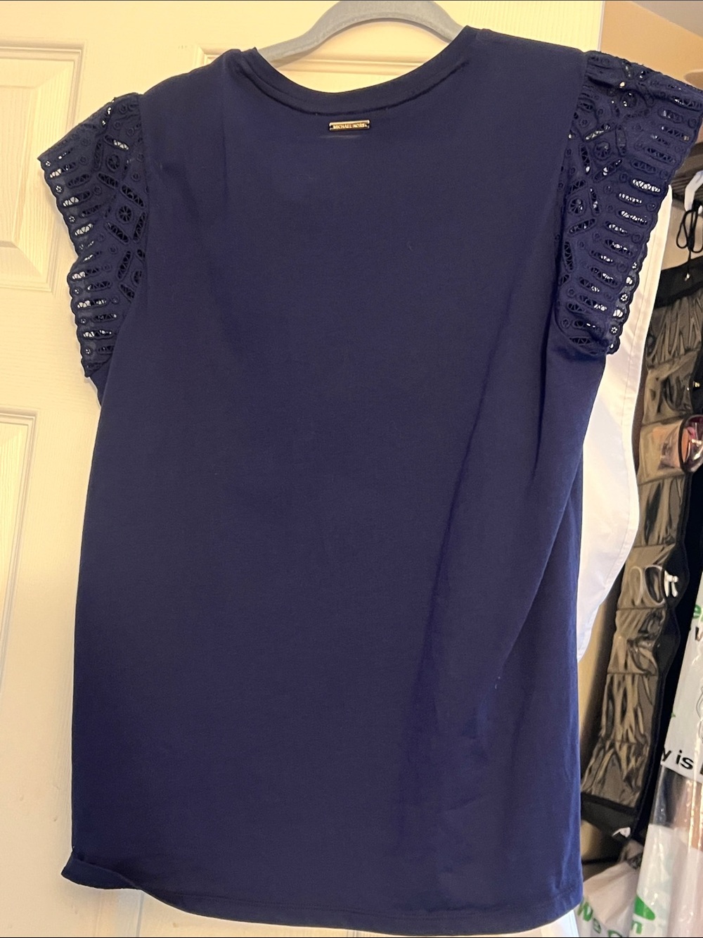 Michael Kors Navy Eyelet Short Sleeve Tee - Picture 4 of 6